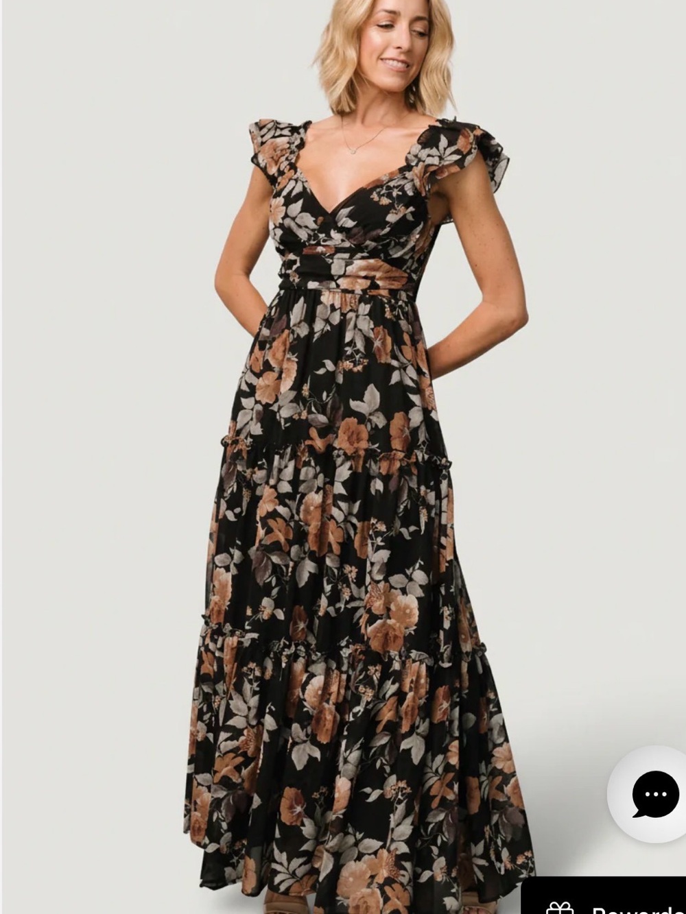 NWT Gorgeous Baltic Born Martina Black Floral Maxi Dress
